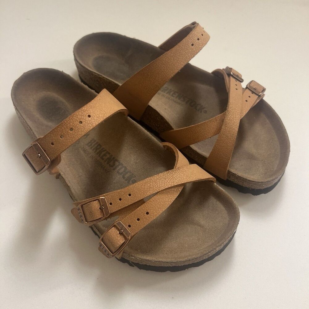 Birkenstock Franca Sandals Earthy Pecan Vegan Size 38 US 7-7.5 Cork Footbed